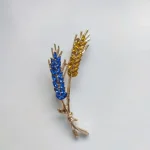 Beaut&Berry Trendy Ear of Wheat Brooches for Women Rhinestone Blue and Yellow Plant Pins 5-Color Unisex Casual Accessories Gifts photo review