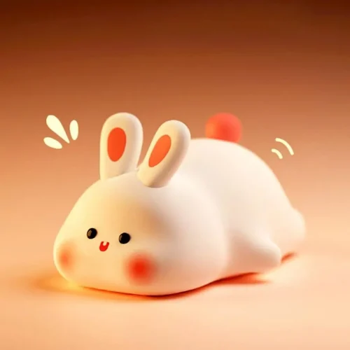 1pc Cute Rabbit-shaped USB Rechargeable Silicone Night Light for Bedroom - Eye Protection Sleep Bedside Lamp Desk Lighting photo review