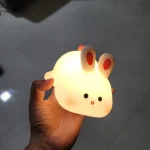 1pc Cute Rabbit-shaped USB Rechargeable Silicone Night Light for Bedroom - Eye Protection Sleep Bedside Lamp Desk Lighting photo review