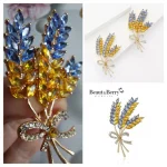 New Three head Rhinestone Ear of Wheat Brooches for Women Unisex Botanical Pins 2-color Available Casual Party Accessories Gifts photo review