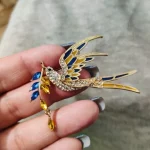 Beaut&Berry Sparkling Peace Dove Brooch for Women Rhinestone Ear of Wheat Pin Ukraine Casual Accessory Gift photo review