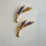 Beaut&Berry Ear of Wheat Brooches for Women Rhinestone Blue and Yellow Plant Pins 5-Color Unisex Casual Accessories Gifts photo review