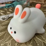 1pc Cute Rabbit-shaped USB Rechargeable Silicone Night Light for Bedroom - Eye Protection Sleep Bedside Lamp Desk Lighting photo review