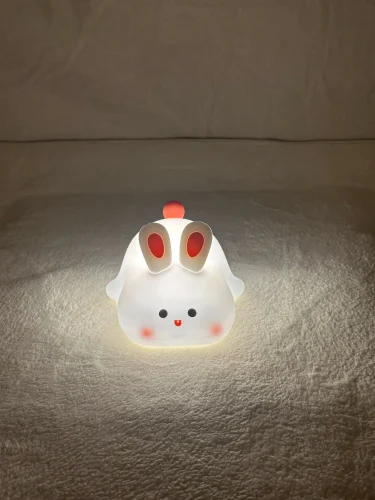 1pc Cute Rabbit-shaped USB Rechargeable Silicone Night Light for Bedroom - Eye Protection Sleep Bedside Lamp Desk Lighting photo review