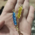 Beaut&Berry Rhinestone Ear of Wheat Brooches for Women Blue and Yellow Plant Pins Unisex Office Party Casual Accessories Gifts photo review