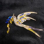 Beaut&Berry Sparkling Peace Dove Brooch for Women Rhinestone Ear of Wheat Pin Ukraine Casual Accessory Gift photo review