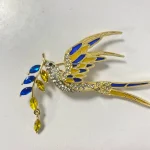 Beaut&Berry Sparkling Peace Dove Brooch for Women Rhinestone Ear of Wheat Pin Ukraine Casual Accessory Gift photo review