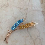 Beaut&Berry Rhinestone Ear of Wheat Brooches for Women Blue and Yellow Plant Pins Unisex Office Party Casual Accessories Gifts photo review