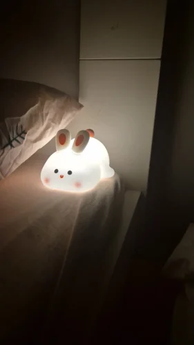 1pc Cute Rabbit-shaped USB Rechargeable Silicone Night Light for Bedroom - Eye Protection Sleep Bedside Lamp Desk Lighting photo review