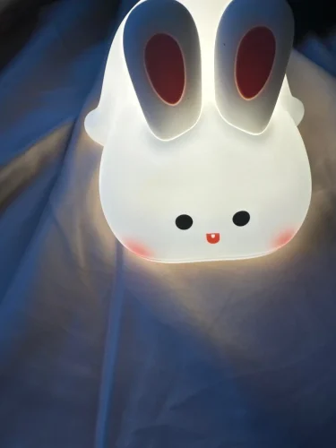 1pc Cute Rabbit-shaped USB Rechargeable Silicone Night Light for Bedroom - Eye Protection Sleep Bedside Lamp Desk Lighting photo review