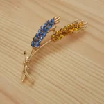 Beaut&Berry Ear of Wheat Brooches for Women Rhinestone Blue and Yellow Plant Pins 5-Color Unisex Casual Accessories Gifts photo review