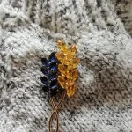 Beaut&Berry Ear of Wheat Brooches for Women Rhinestone Blue and Yellow Plant Pins 5-Color Unisex Casual Accessories Gifts photo review