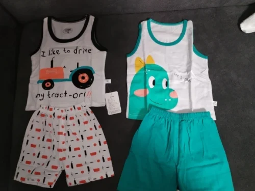 2PCS Children Clothing Vest Suit Children's Sets Summer Cotton T-Shirts Shorts Boys Girls Sleeveless Kids Clothes for baby photo review