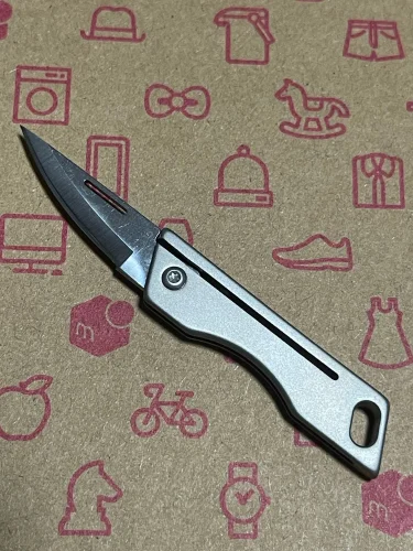 Titanium Alloy Mini Folding Knife High Hardness D2 Steel Sharp Knife With Keychain Pendant Disassembly Express Open Box EDC Tool photo review