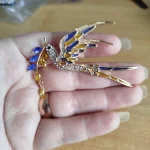 Beaut&Berry Sparkling Peace Dove Brooch for Women Rhinestone Ear of Wheat Pin Ukraine Casual Accessory Gift photo review