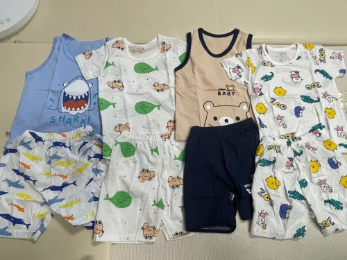 2PCS Children Clothing Vest Suit Children's Sets Summer Cotton T-Shirts Shorts Boys Girls Sleeveless Kids Clothes for baby photo review