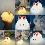 1pc Cute Rabbit-shaped USB Rechargeable Silicone Night Light for Bedroom - Eye Protection Sleep Bedside Lamp Desk Lighting photo review