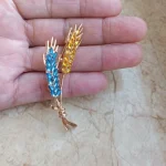 Beaut&Berry Rhinestone Ear of Wheat Brooches for Women Blue and Yellow Plant Pins Unisex Office Party Casual Accessories Gifts photo review