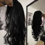 ALAN EATON Black Long Body Wavy Synthetic Wigs for Women Afro Natural Black Hair Wigs Middle Part Heat Resistant Fiber Daily Use photo review